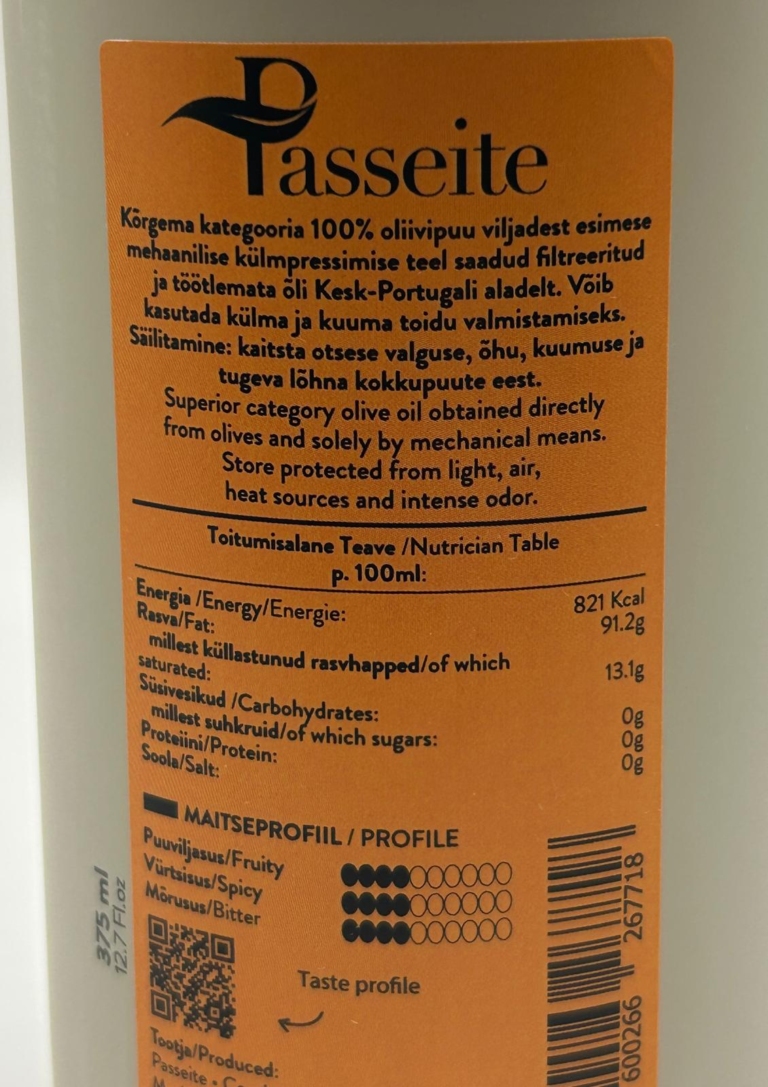 Passeite Orange Balanced Ekstra Väärisoliiviõli 375 ml